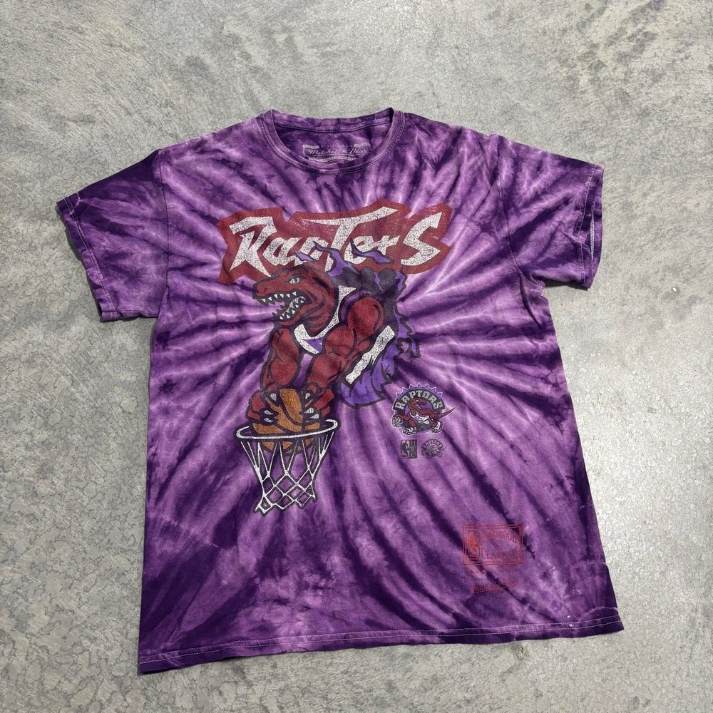 Mitchell & Ness Toronto Raptors Purple Tie Dye Dinosaur Basketball T-Shirt M